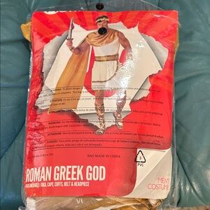 Men's Roman Greek God Costume with Gold Accents